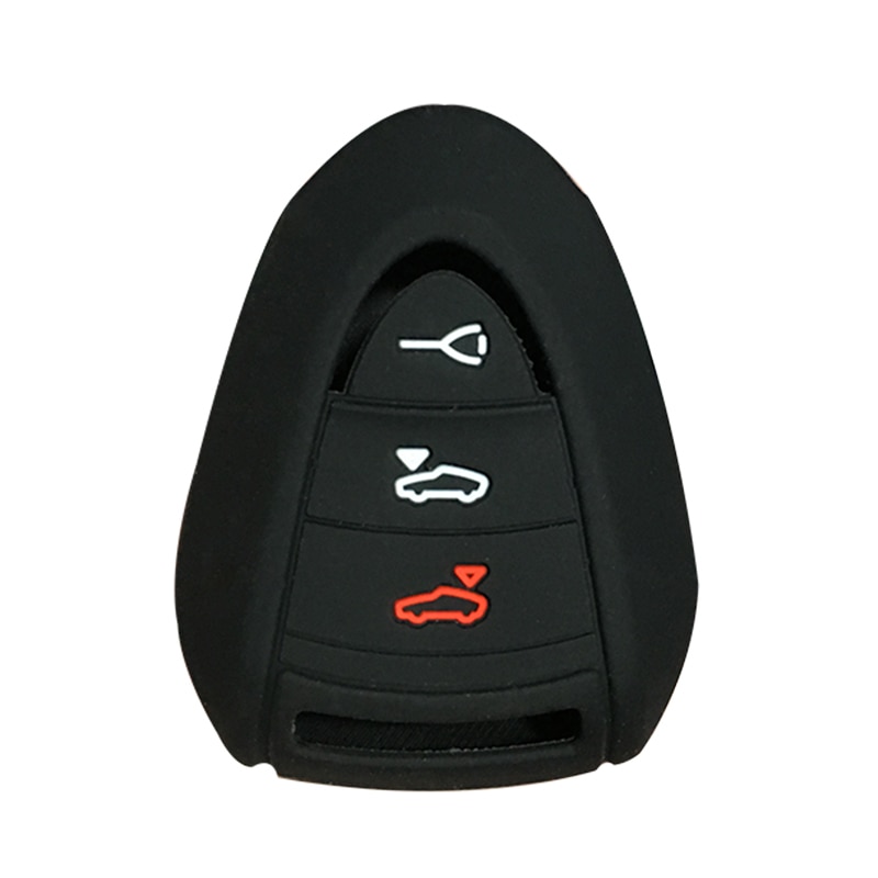 silica gel key cover For Porsche 911 997 Boxster 987 Cayman Parts Key Car Remote 3 Button Accessories Fob Shell: black