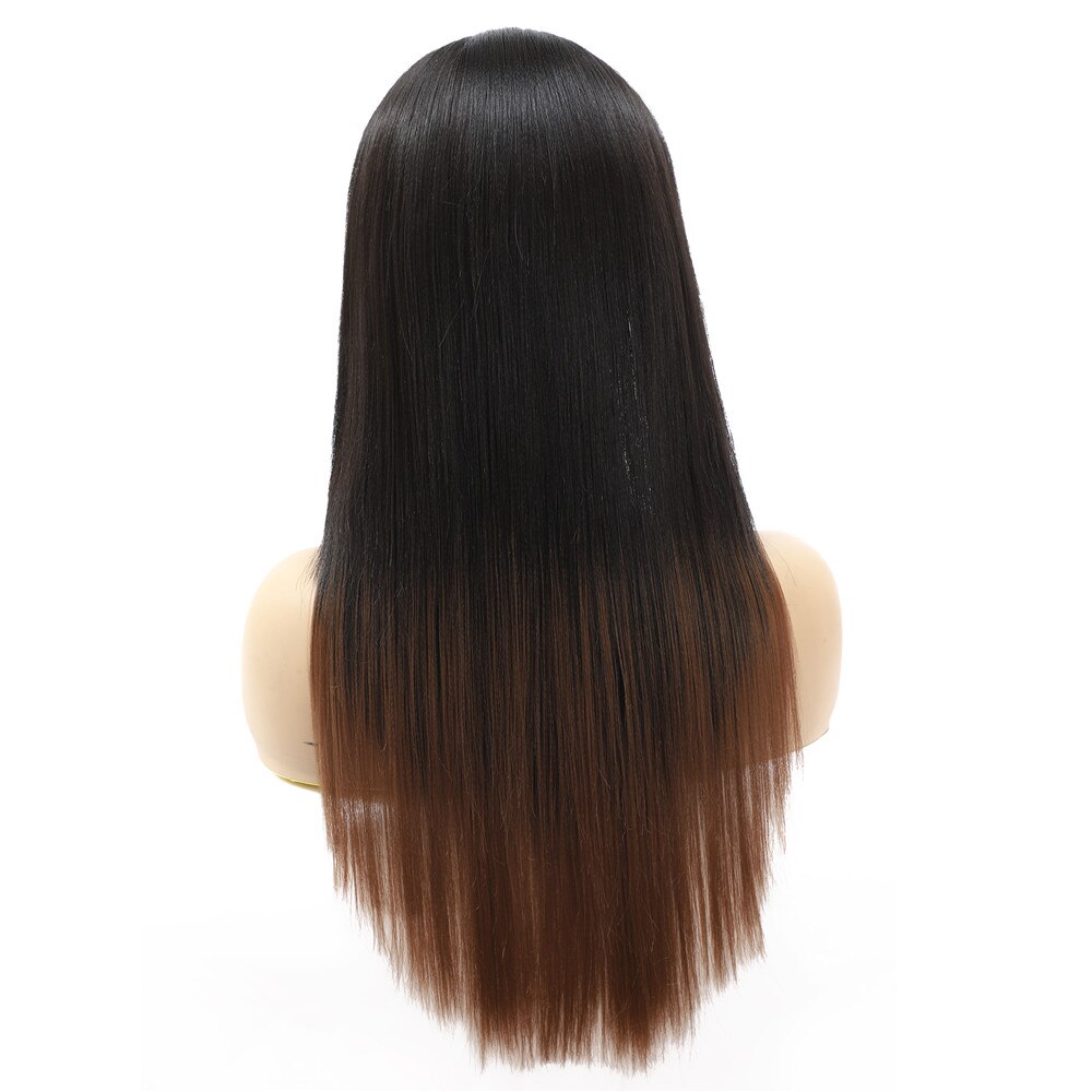 SOKU Ombre Schwarz Braun Spitze Vorne Perücke Synthetische Haar 18/22 Zoll Lange Gerade afro geschichtet Perücken Wärme Beständig Glueless Haar
