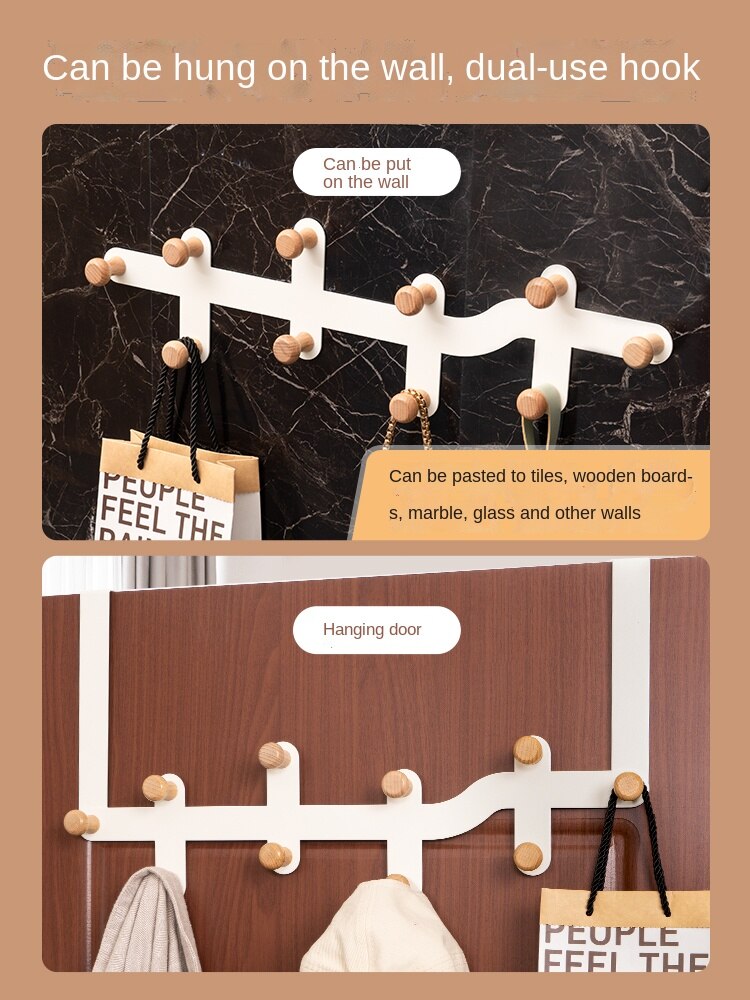 Gancho para colgar ropa detrás de la puerta, sin perforaciones para dormitorio colgador, estante montado en la pared, perchero para abrigo y sombrero