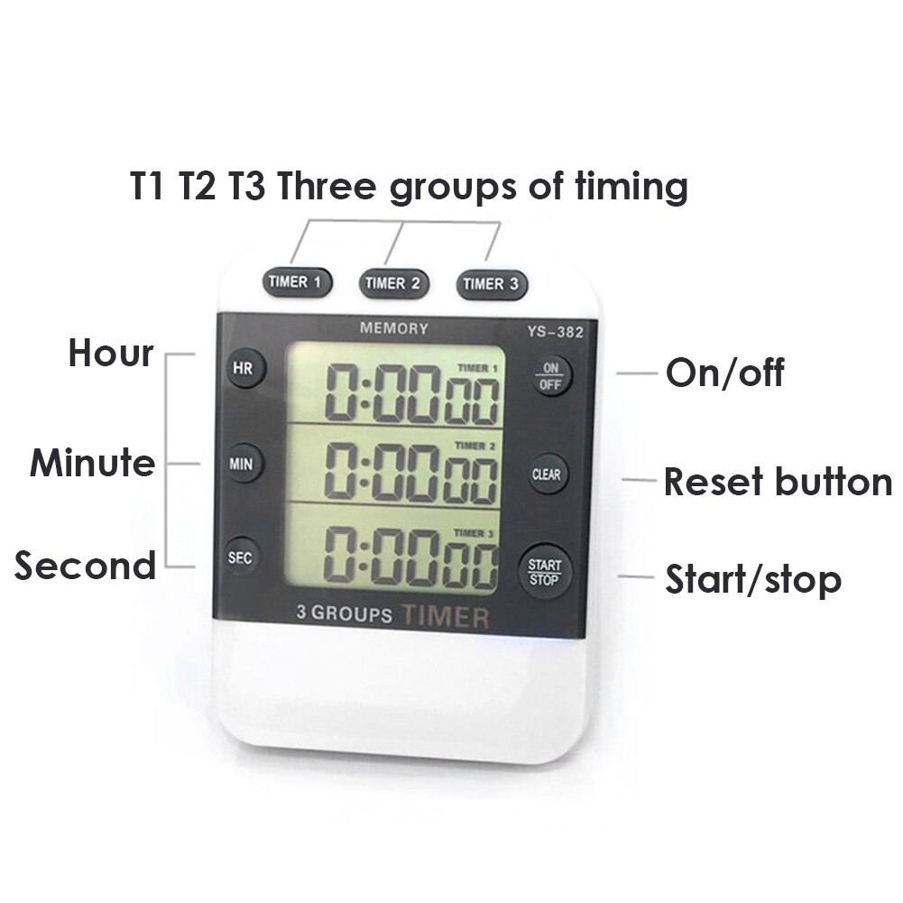 Square 3-way Kitchen Timing Digital Display High Stopwatch Countdown Food Cooking Home Pracitcal Tool Kitchen Tools