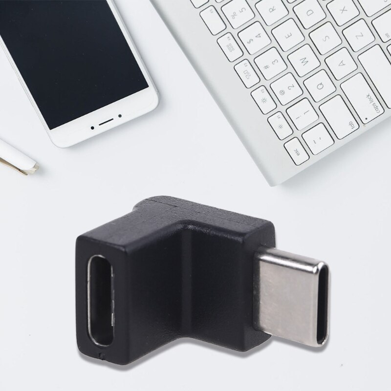 Right Angle 90 Degree USB 3.1 Type C Male to Female USB C Converter Adapter for Cellphone Tablet Laptop USB C Charger X6HB