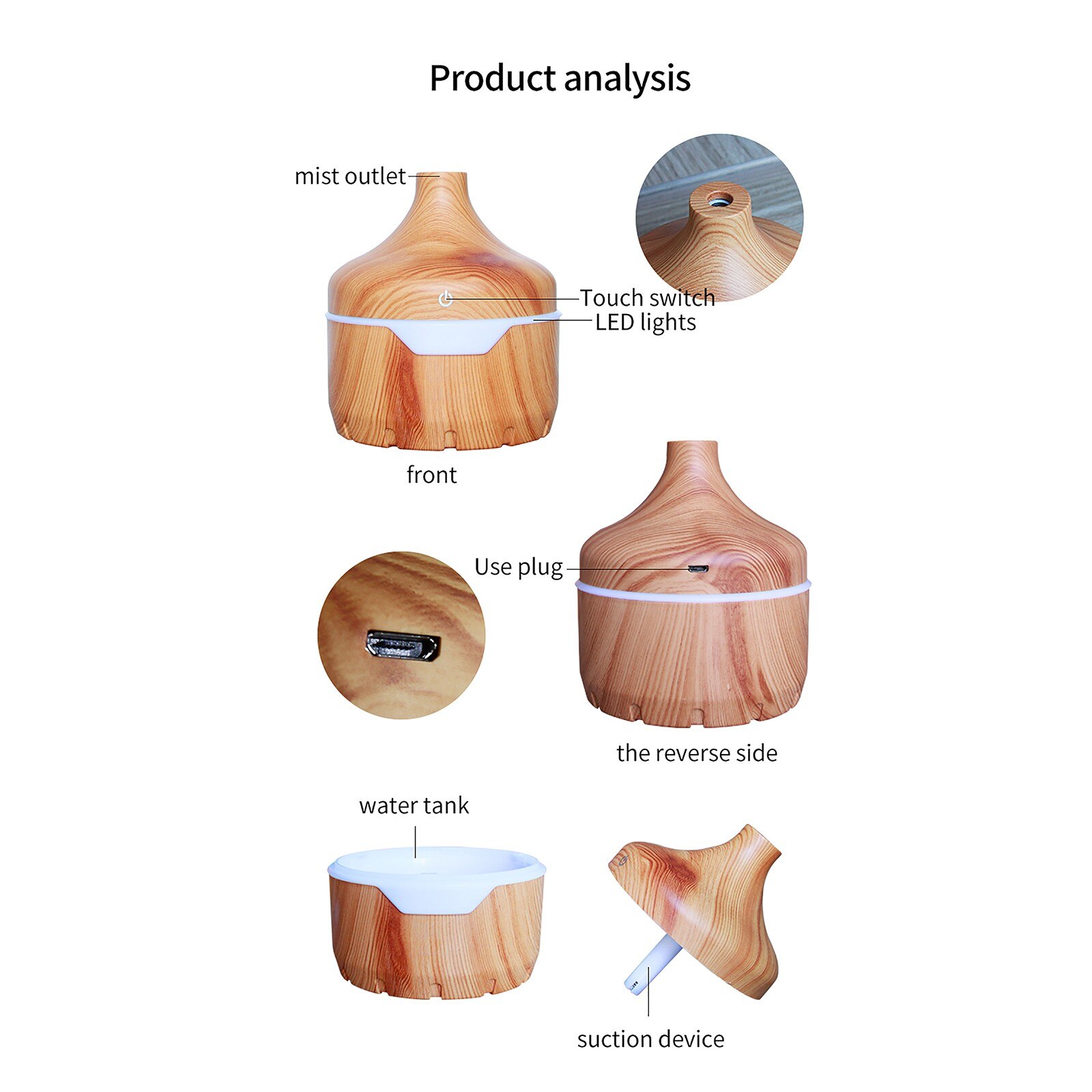 4# Portable Air Aroma Essential Oil Diffuser LED Aroma Aromatherapy Humidifier Diffuser Ultrasonic Cool Mist Purifier Home