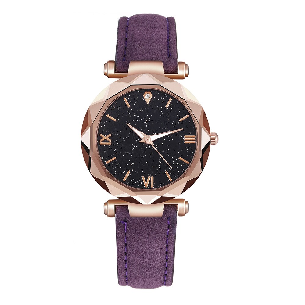 Roman watch digital star lady watch frosted belt watch woman: Brown