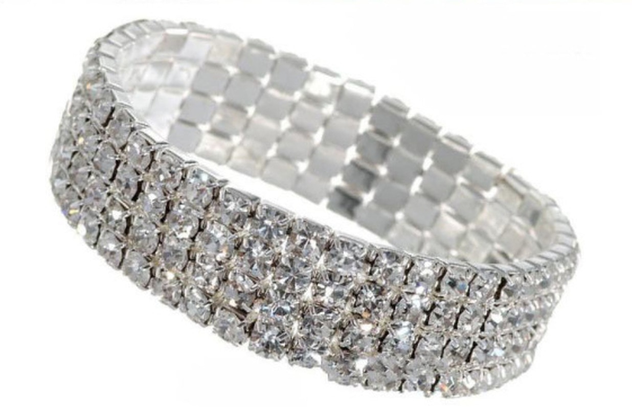 Bracelet de mariée élastique de couleur argent, bijoux en cristal strass extensible complet, Bracelet brillant pour femmes