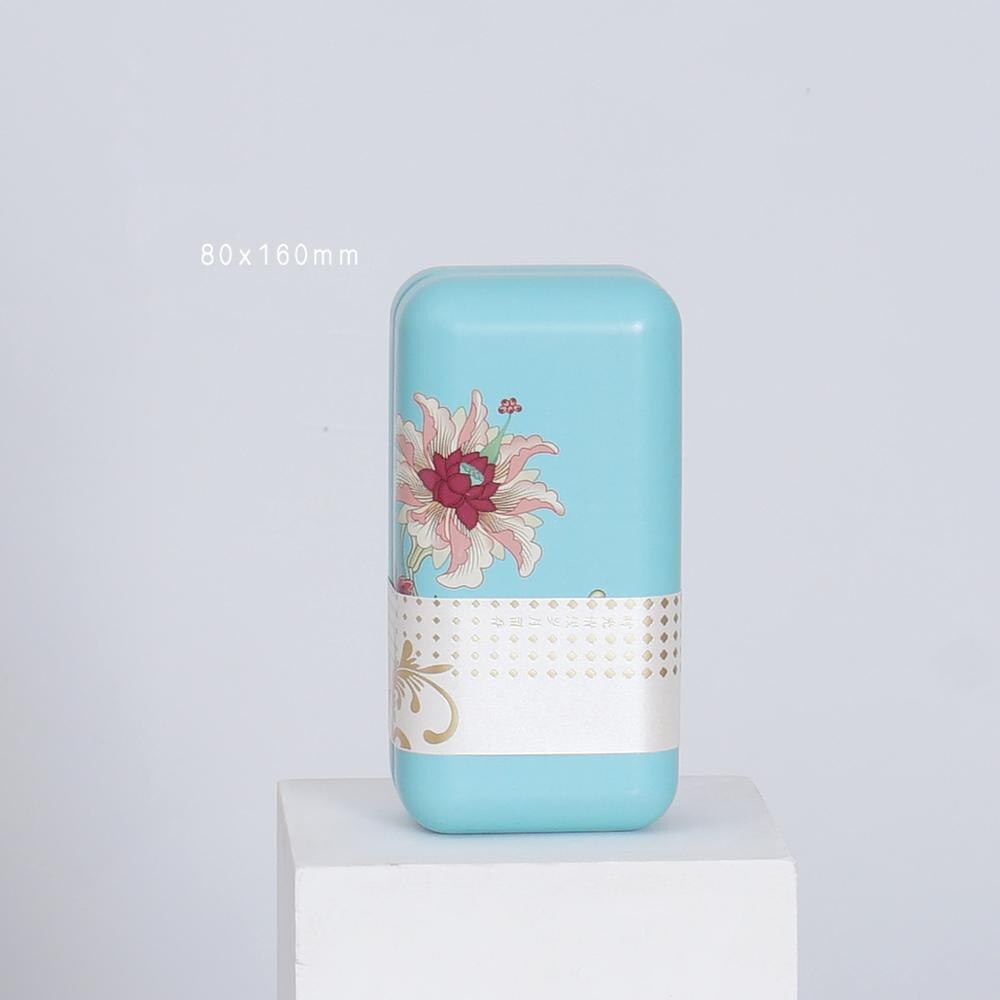 6 pièces/lot général Pu Er thé scellé boîte en fer blanc boîte d'emballage de thé vide caisse de nourriture pour cuisine impression café poudre organisateur de stockage: Flower Blue M 6pcs