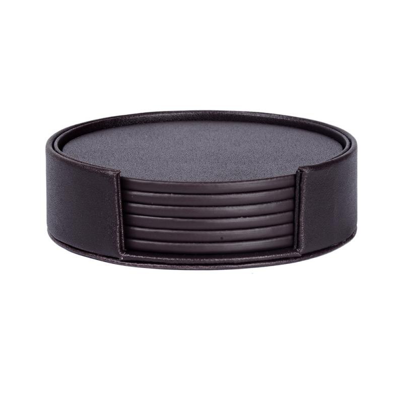 Kopp matta pu läder marmor underlägg dryck kaffe kopp matta teunderlägg matbord bordstabletter bord svart vit chic dekoration 6 st: 02