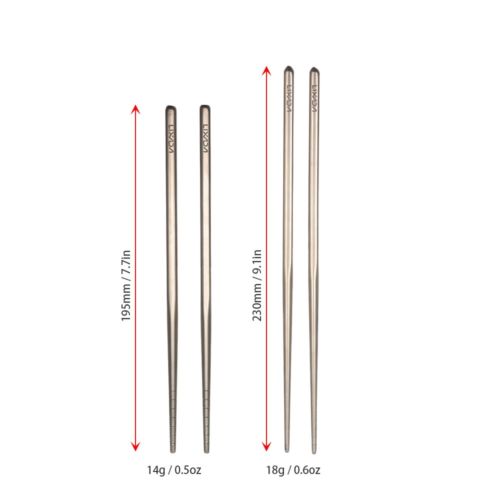 Palillos chinos Lixada 1 par de palillos chinos de titanio portátiles exquisitos Palillo Chino antideslizante para Sushi palillos chinos reutilizables Coreanos