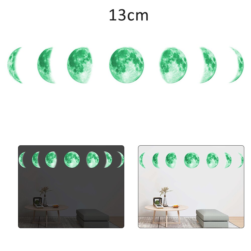 13cm Moon Phase 3D Luminous Wall Sticker Living Room Decor Glow In The Dark Mural Bedroom Art Decals Moon Eclipse Sticker Decor: Default Title