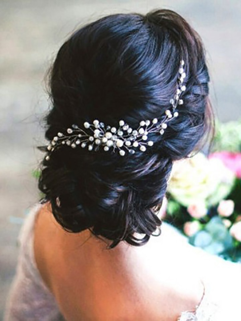 Peigne pour coiffure de mariée, magnifique accessoire de cheveux, à clips, bijoux avec perles, ornements de cheveux