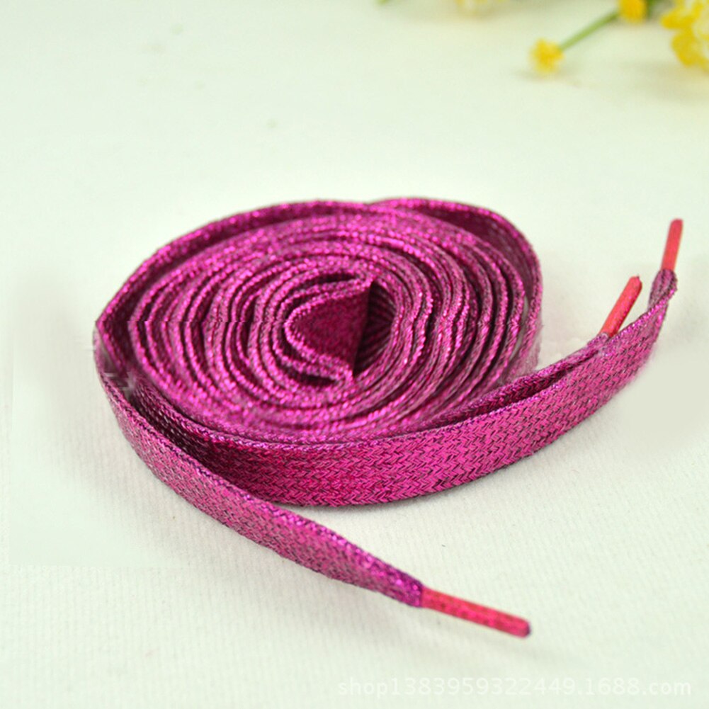 Cordones de hilo dorado y plateado brillante para zapatillas deportivas, cordones planos para correr, cordones de zapato colorido para hombre y mujer, 1 par: rose