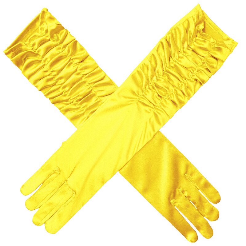 Gants longs en Satin extensible pour adulte, noir, blanc, rouge, gris, peau opéra/coude/poignet, Costume assorti pour femme
