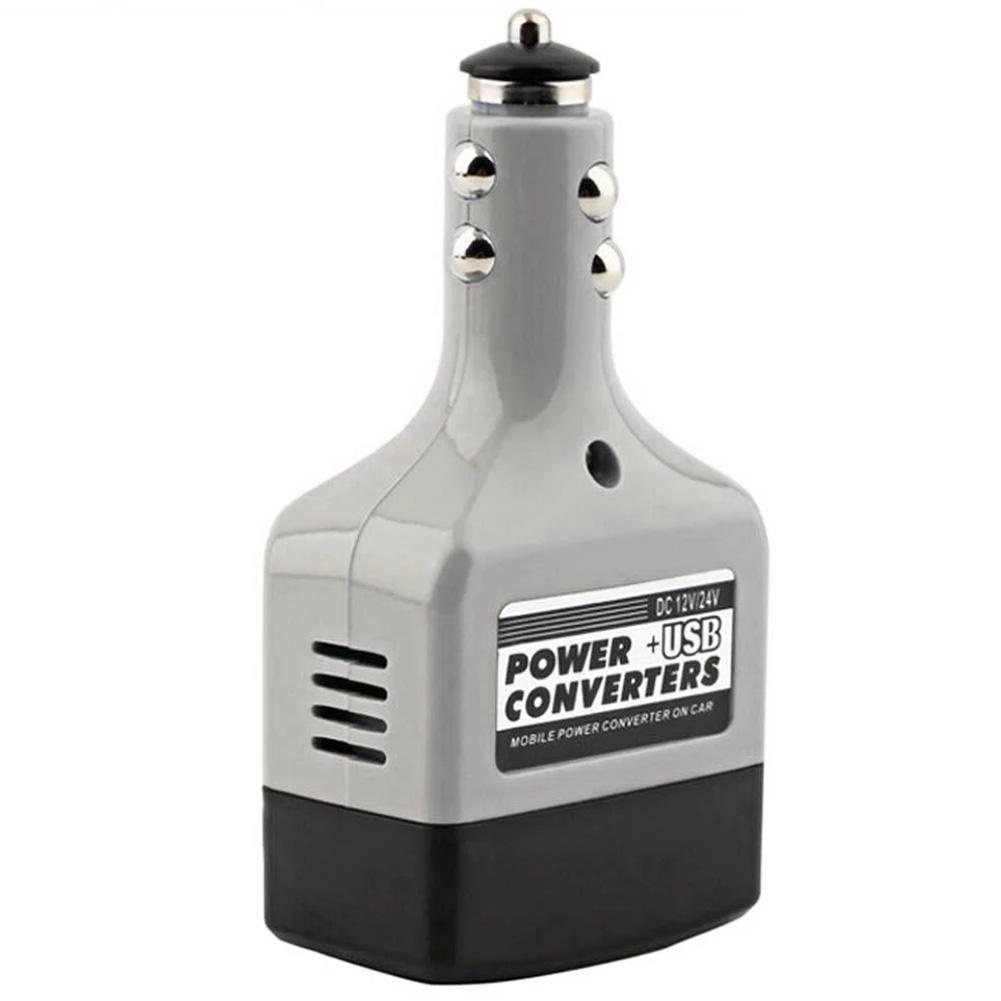 Convertidor de energía para coche, transformador, cargador de teléfono móvil, interfaz USB, Adaptador convertidor de 12V/24V a 220V