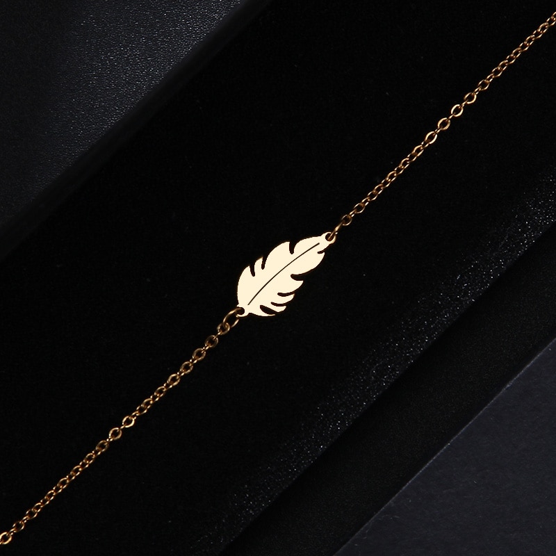 V -252 rustfrit stål armbånd til kvinder fjer mand guld og rosa guld farve pulseira feminina elskers forlovelses smykker