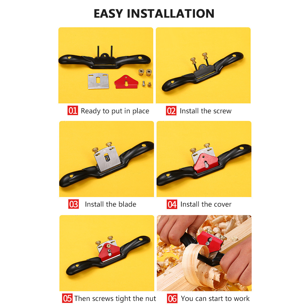 9 In Adjustable Spokeshave with Flat Base Hand Planer Cutting Edge Metal Blade Wood Working Hand Tool for Wood Craft Spoke Shave