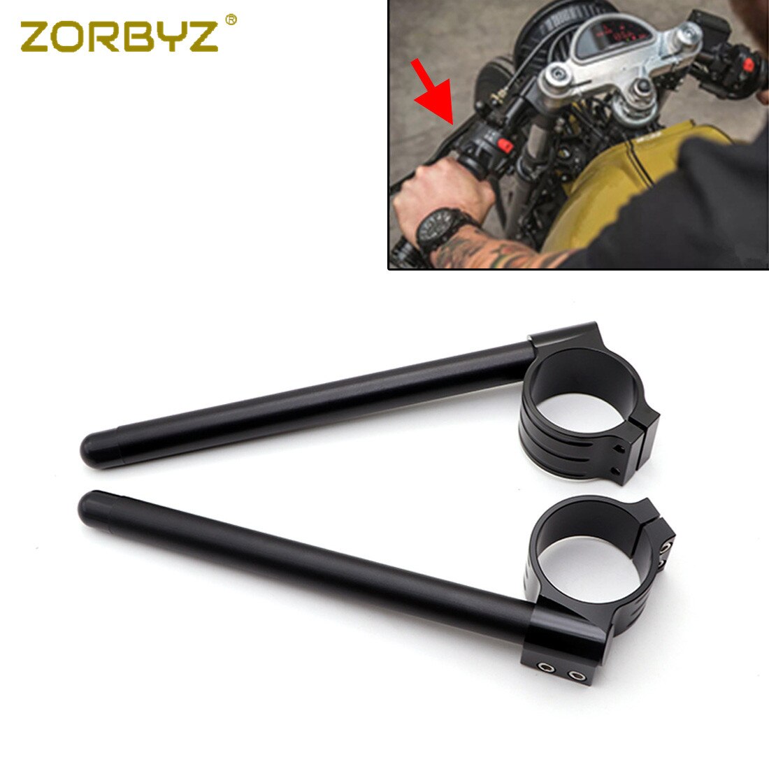 ZORBYZ 58mm CNC Black Clip-On Clip Ons Handlebars Bar Fork Tube For Benelli Leoncino 500