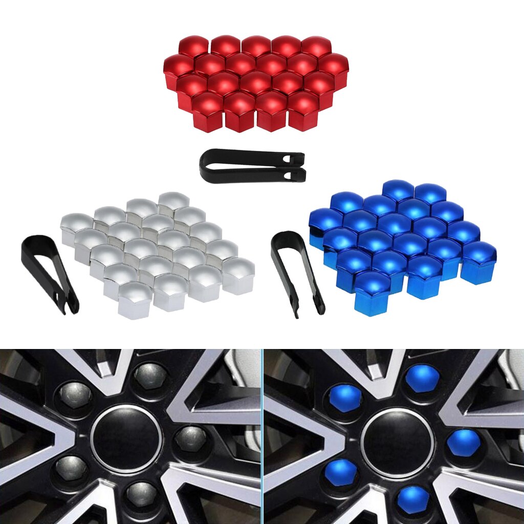20 stykker universal hjulmøtrik dæksel skruebeskytter & afmonteringsværktøj