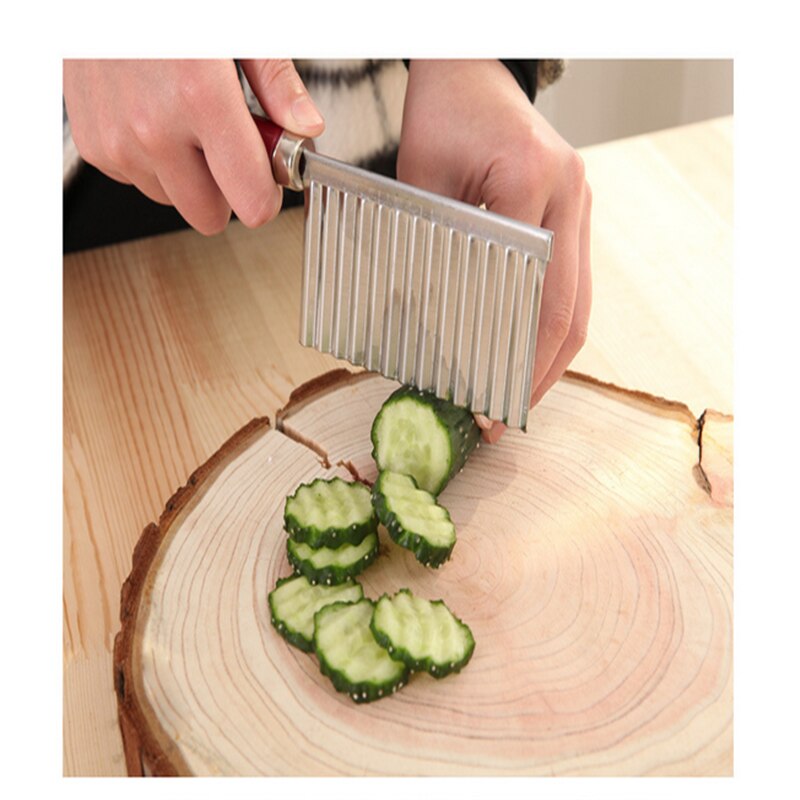 Stainless Steel Kitchen Gadgets Potato Chips Making Peeler Cutter Fruit Vegetable Knives Potato Wavy Cutter Kitchen Accessories
