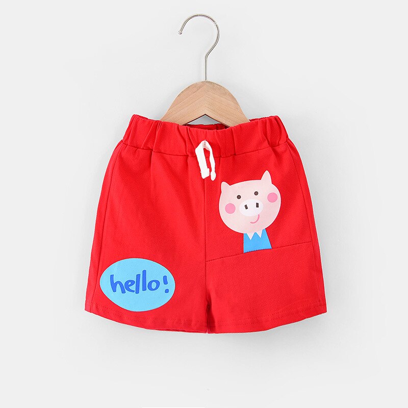 Kinderen zomerbroeken voor babyjongens en meisjes, korte broeken met casual cartoonbeerprint, korte broeken wzfs 193: Rood / 3t