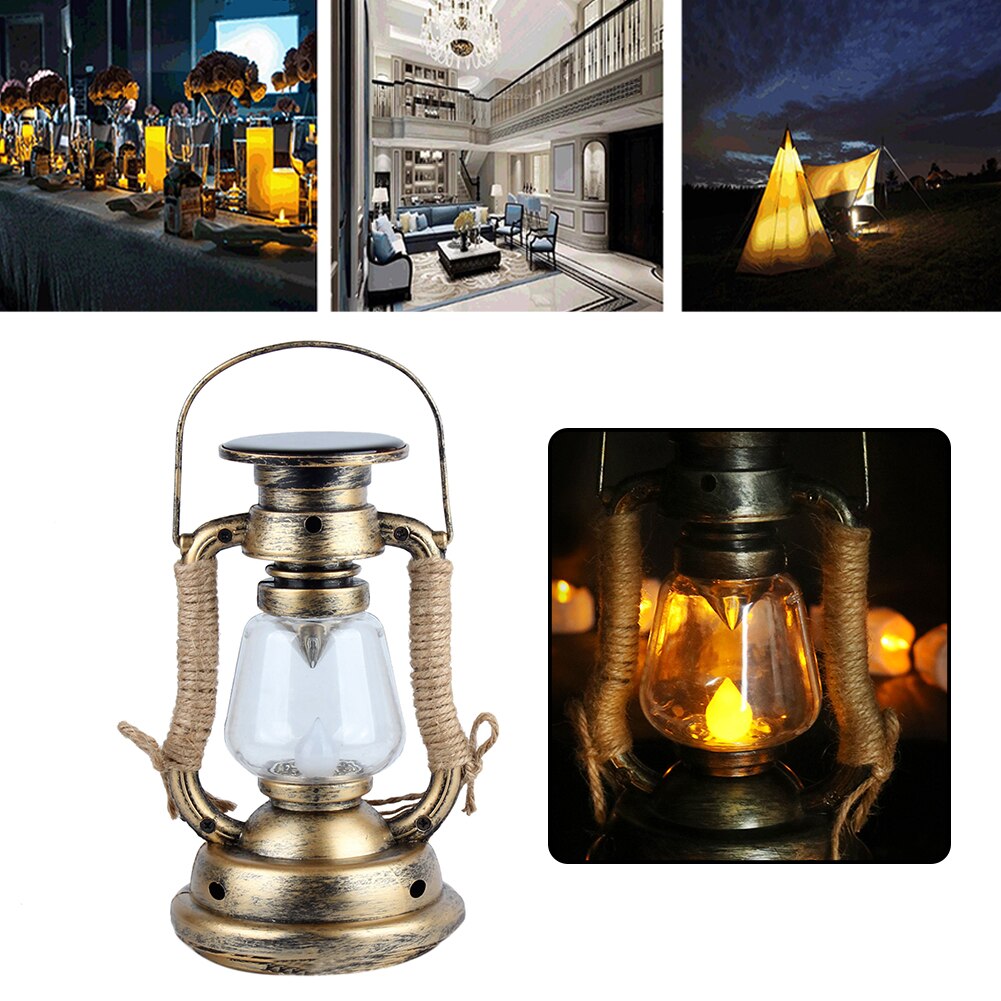 Camping en plein air lampe à huile tente scintillement étanche lanterne décor à la maison LED bougie lumière rétro énergie solaire Portable suspendus