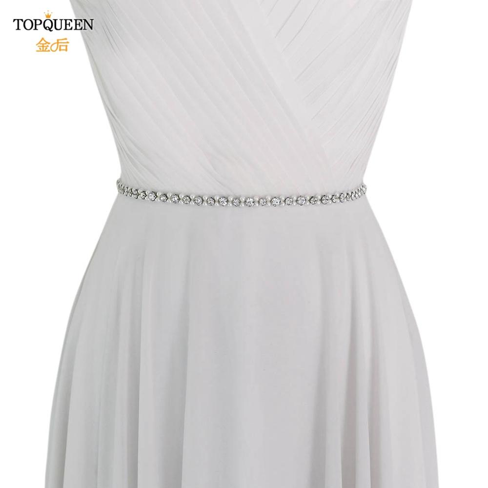 TOPQUEEN Wedding Belt for Bride Dress Pearl Rhinestone Trim Crystal Female Accessories Women Party Belt Bride pearl ribbon S381