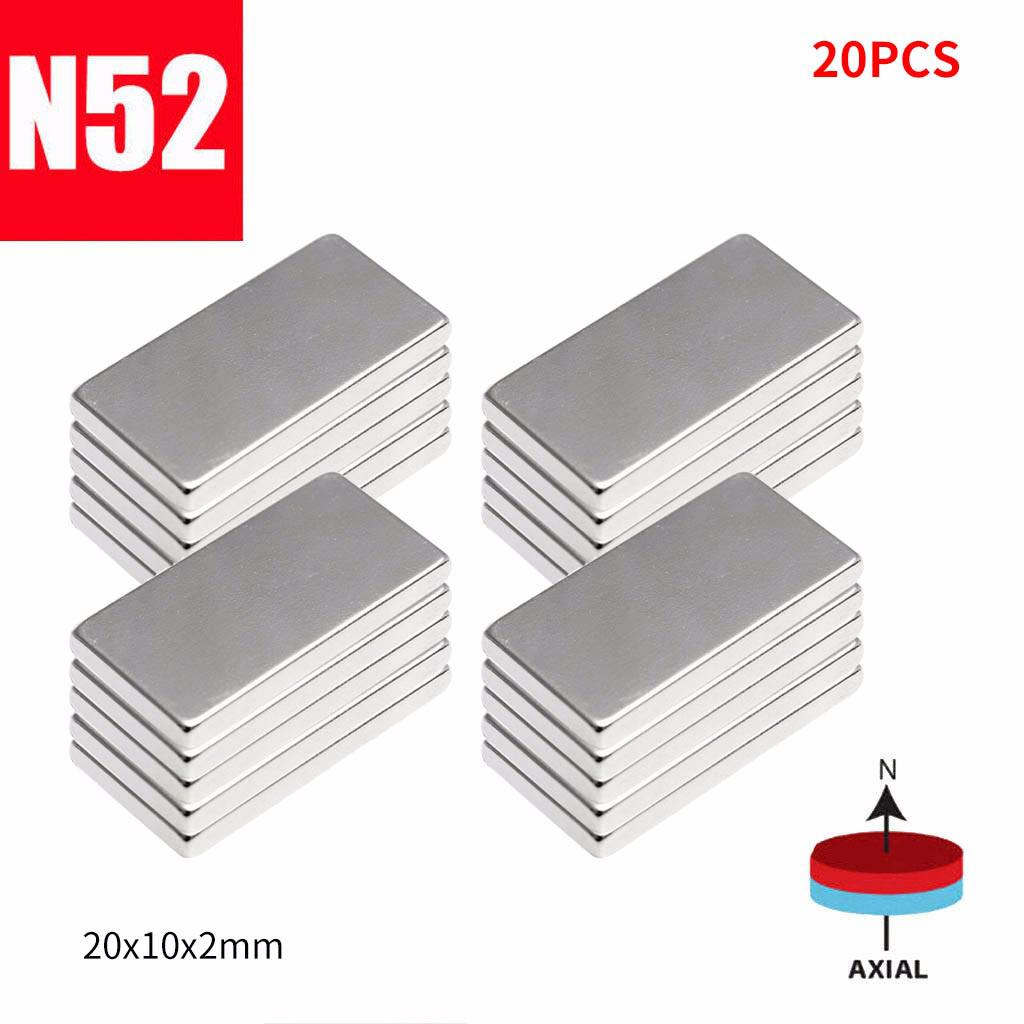 N52 20X10X2 Mm Neodymium Blokmagneet Zeldzame Aarde Magneten 10/20/30/60 stuks Voor Plakken Toelichting Op Koelkast Deuren Diy Projecten F1: C