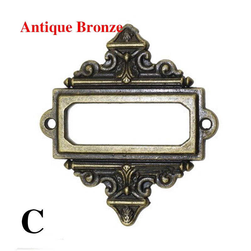 5pcs/Set Retro Furniture Cabinet Drawer Box Case Iron Metal Tag Label Pull Frame Handle File Name Card Holder: L