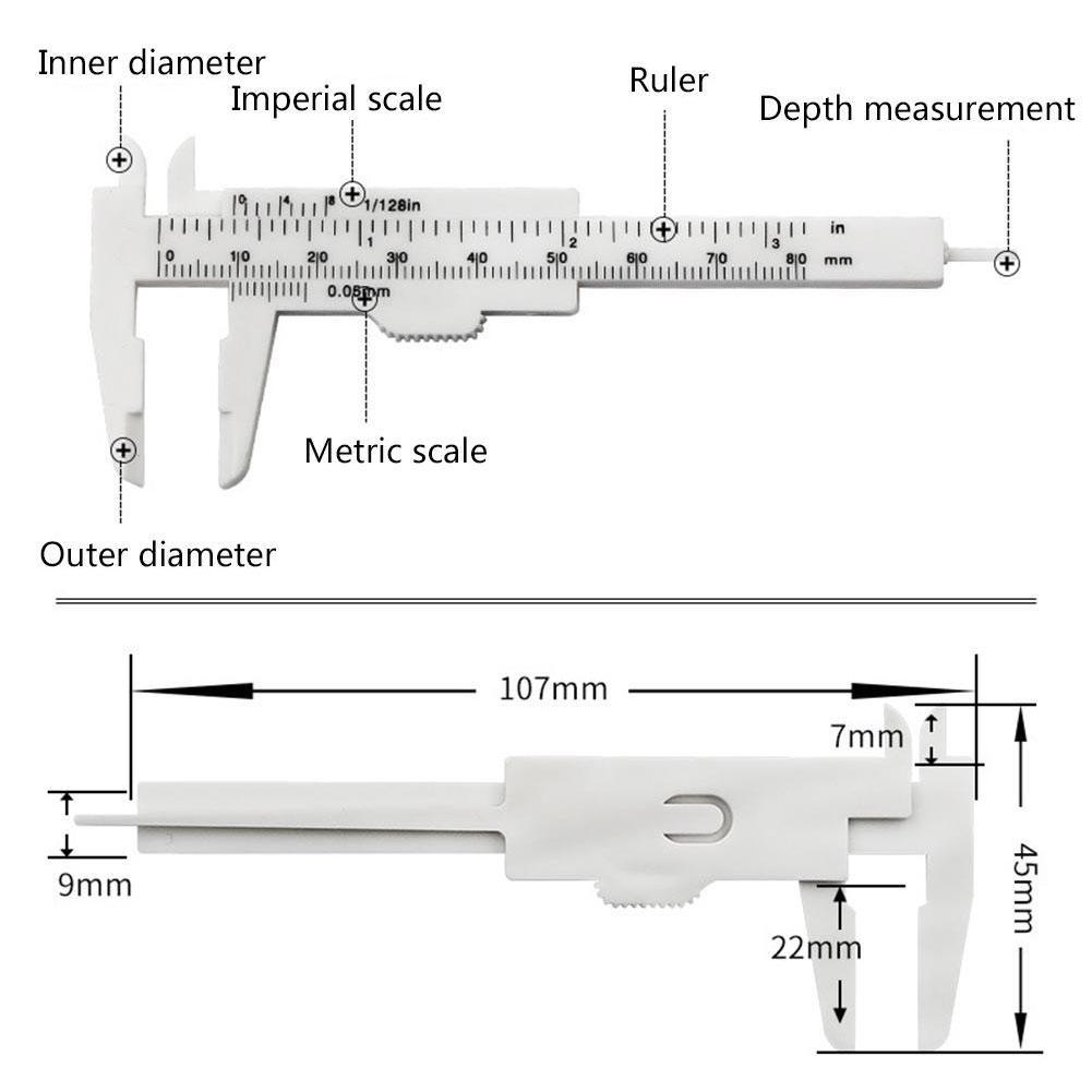 80mm Mini manual measurement Plastic Sliding Vernier Caliper Gauge Measure Tool Ruler Micrometer
