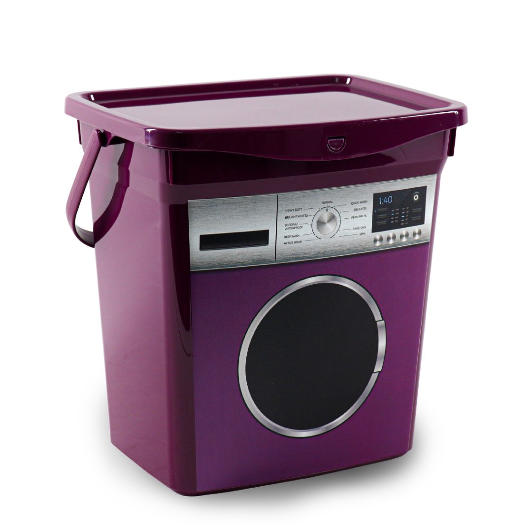 Dispensador de detergente para lavadora, contenedor para almacenamiento de detergente para gatos, caja de hierro para oficina y hogar: Morado