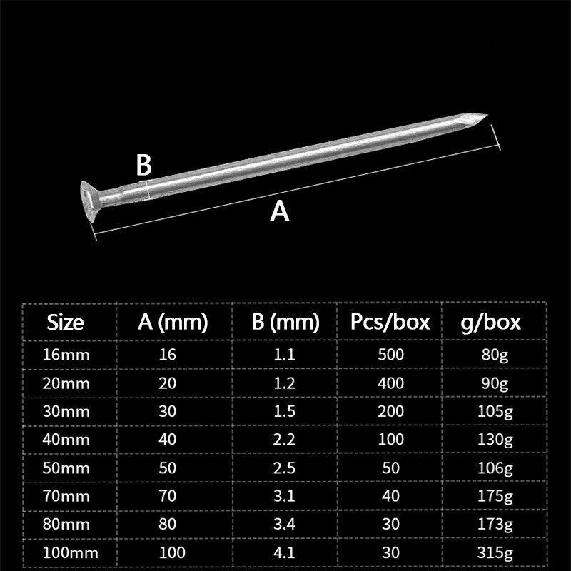 16-100mm Woodworking Nails Household Round Handmade Wall Nails DIY Hardware Tools Fine Iron Nails Long Solid Wood Board