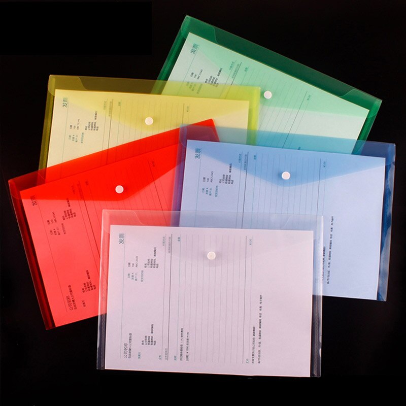 40pcs Transparent Plastic A4 Folders File Bag Document Hold Bags Folders Filing Paper Storage Office School Supplies