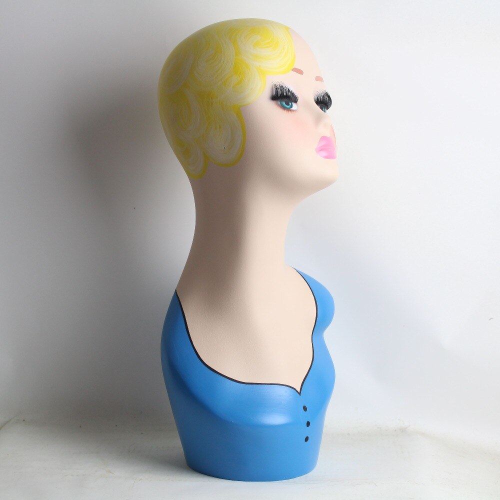 Fiberglass Vintage Female Hand-painted Mannequin Head