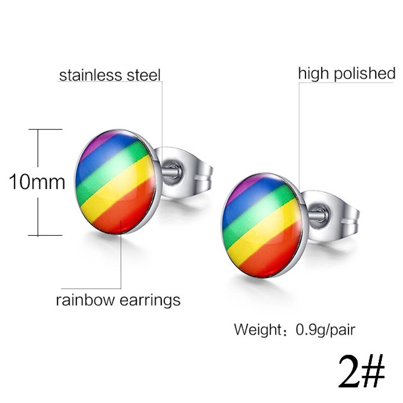 Lgbt Rainbow Rvs Oorbellen Lesbische Gay Pride Stud Oorbel Voor Mannen En Vrouwen (1 Paar): 2