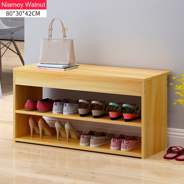 Nordic Entrance Shoe Bench Storage Stool Multi-function Double-layer Shoe Rack Living Room Sofa Stool: D