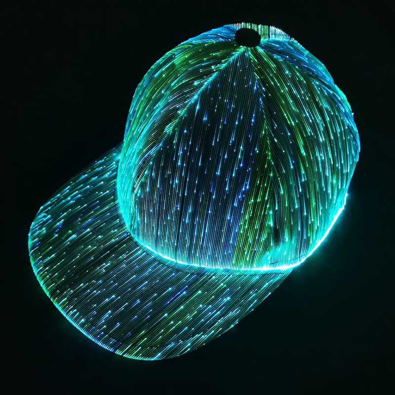 Sombrero de béisbol con luz LED brillante, gorra luminosa de fibra óptica para , Festival de Música, Rave, Navidad y Halloween