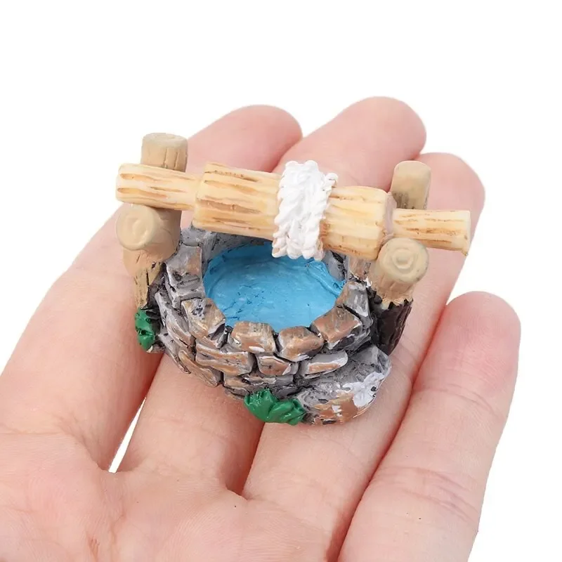 1/20 Uds Micro adorno de paisaje faro en miniatura puente de pozo de agua casa Vintage artesanía de jardín DIY Mini figuritas de decoración del hogar