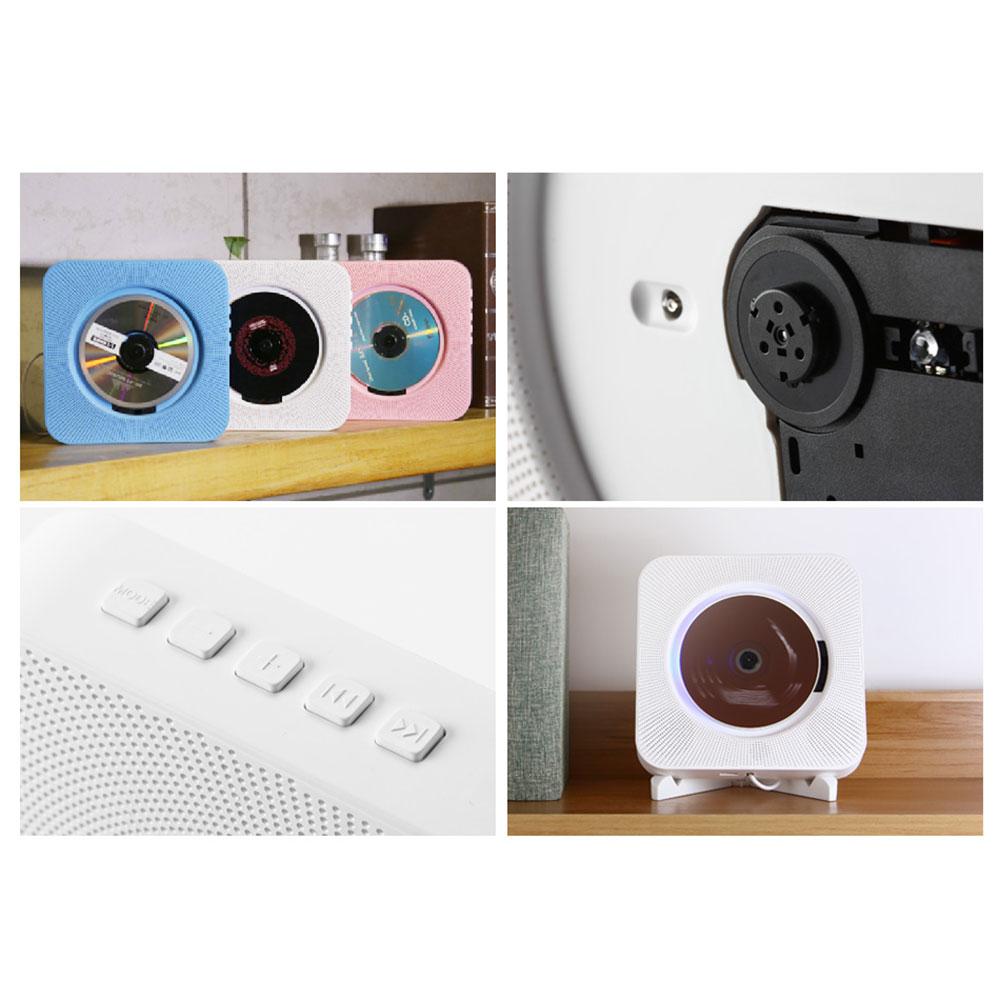 Wall Mounted CD Player Surround Sound FM Radio Bluetooth USB MP3 Disk Portable Music Player Remote Control Home Stereo Speaker