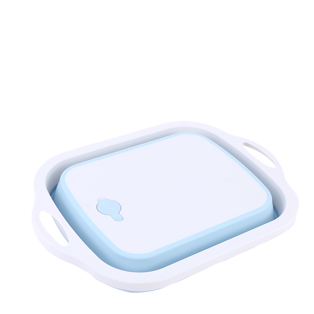 Multi-Function Folding Chopping Board Kitchen Vegetable Fruit Washing Drain Basket PP Food Chopping Plate Kitchen Accessories: Blue