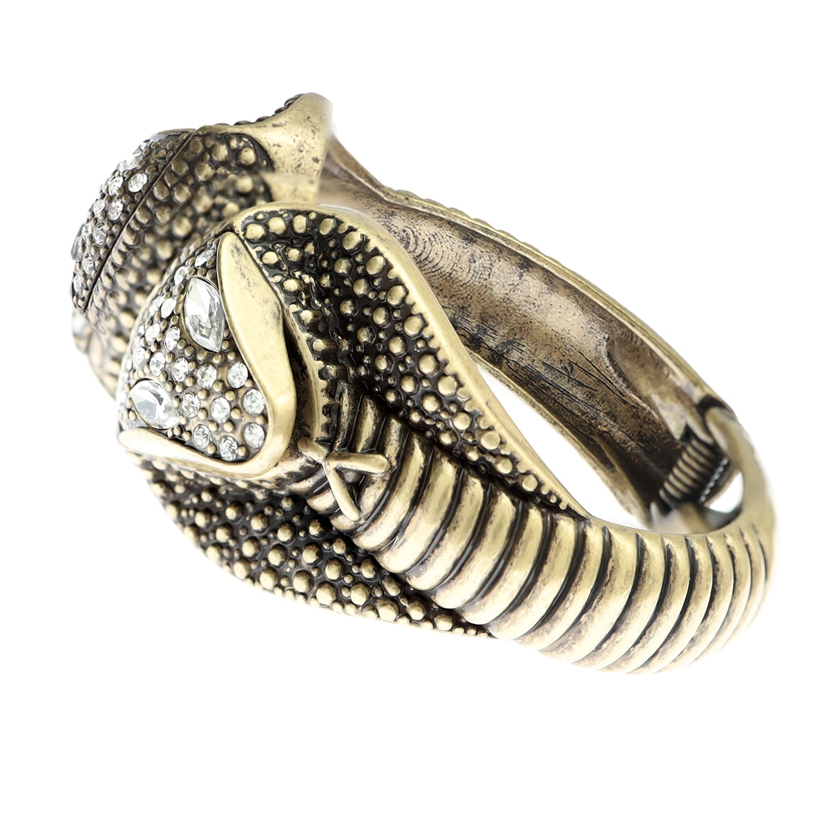 Rhinestone Cobra Hinged Snake Chunky Cuff Bangle Bracelet Egyptian Cleopatra Costume Halloween Statement African Jewelry