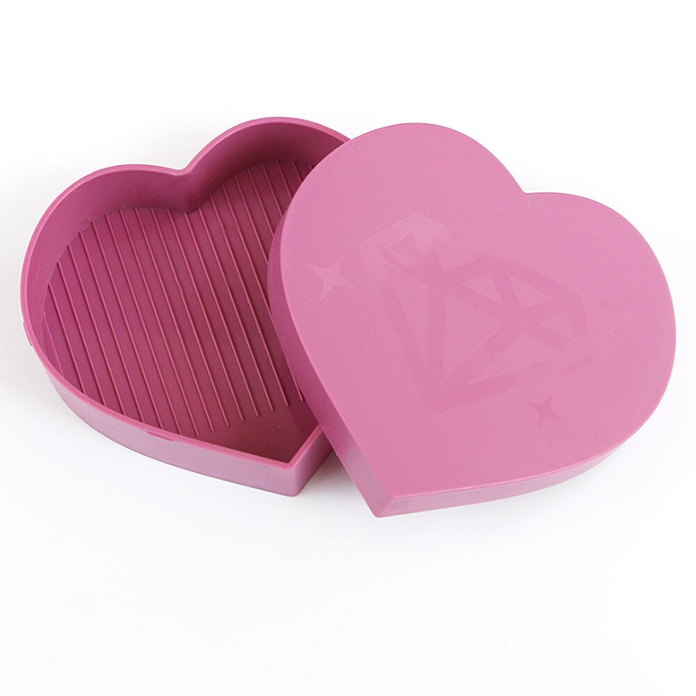 Heart-Shaped Diamond Painting Tray Beading Plates Square Round Rhinestone Storage Tray Cross Stitch Embroidery Accessories: 9x8.5cm Purple