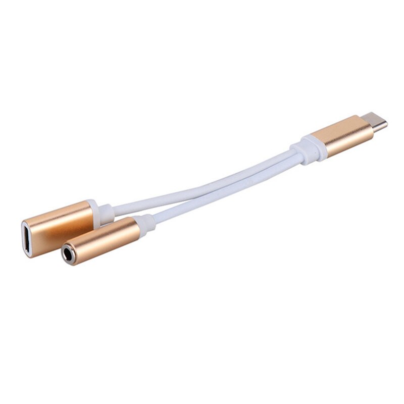 2 In1 Tipo C A 3.5mm Martinetti Caricabatterie Auricolare Adattatore Audio Splitter USB-C A 3.5 AUX Audio Cavo Per del Telefono Mobile: Gold