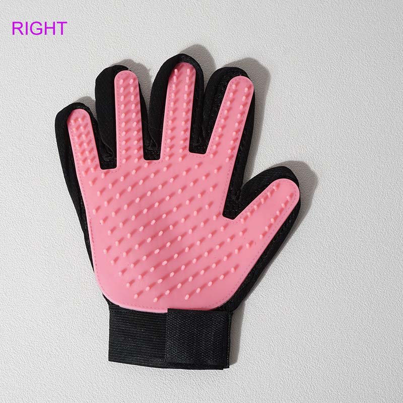Funpup Kat Handschoen Kat Grooming Handschoen Pet Borstel Handschoen Voor Kat Hond Haar Verwijderen Borstel Hond Deshedding Cleaning Kammen Massage handschoenen: PINK RIGHT HAND