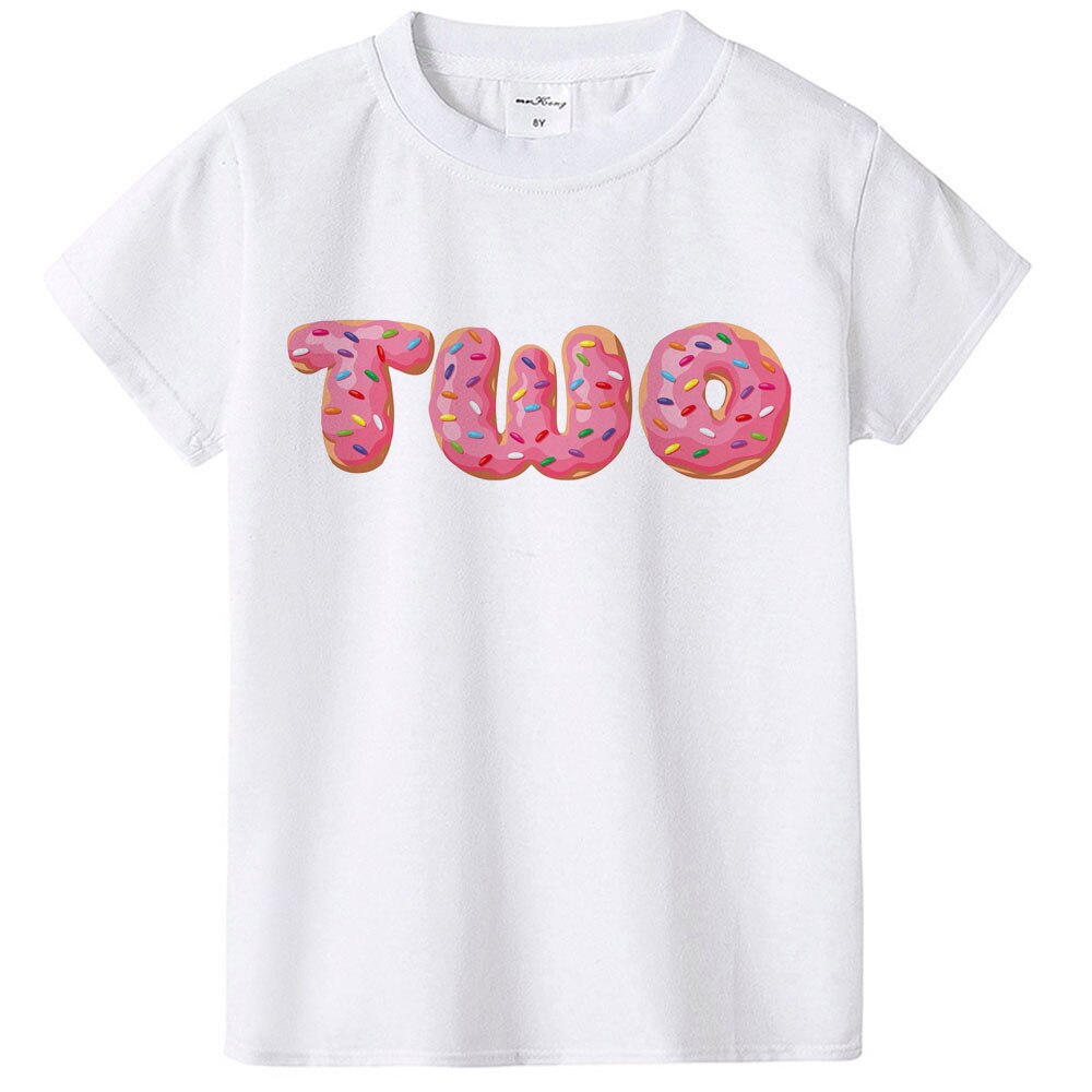 Donut 1/2 Verjaardag Nummer Print T-shirt Jongens Meisjes Verjaardag T-shirt Peuter Baby Leuke Party Kleding Korte Mouwen Kleding: HB24-KSTWH- / 12m