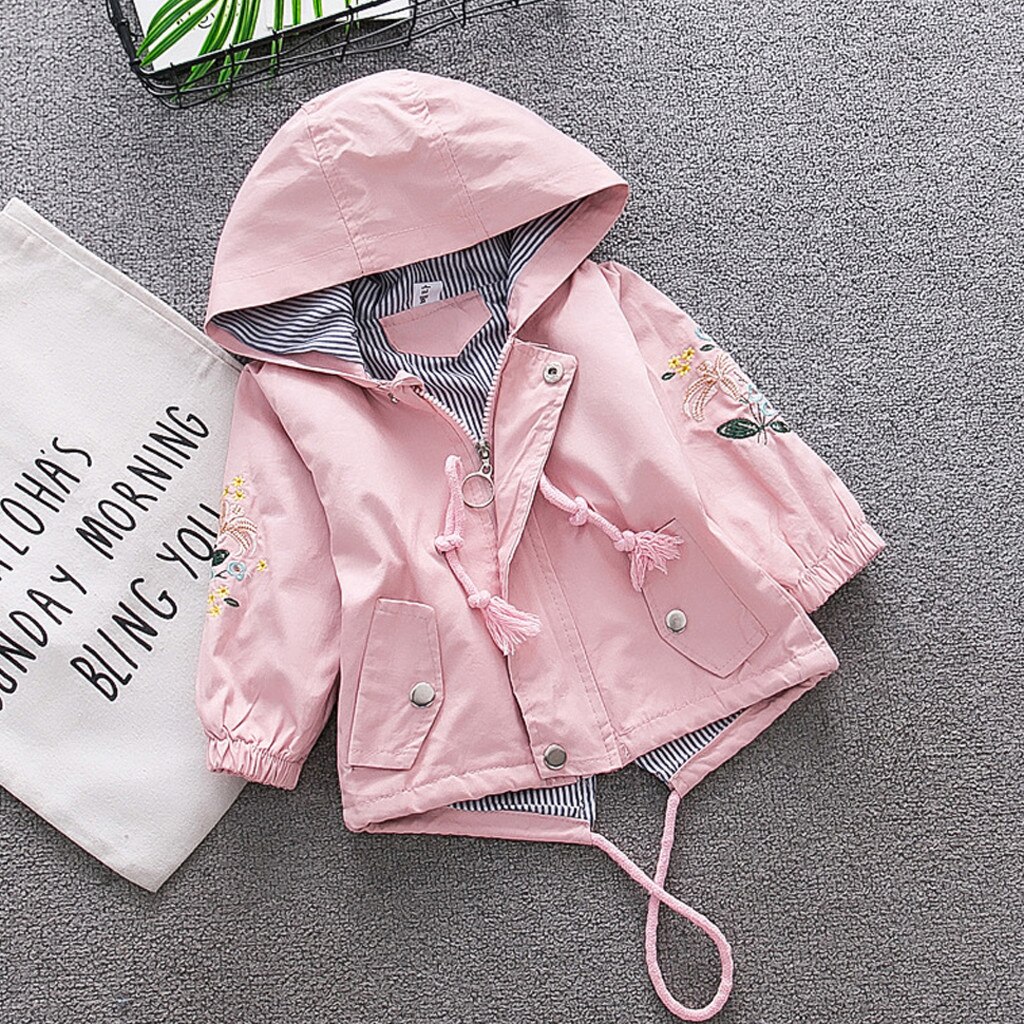 Windjack Kinderen Jassen Peuter Baby Kleding Kids Meisjes Bloemen Hooded Winddicht Jas Uitloper Casual Kleding