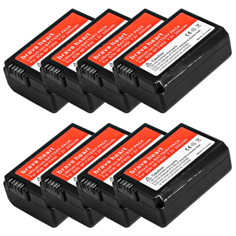 Np -fw50 usb dobbelt oplader +4x np  fw50 batterier til sony nex -5 nex -7 slt -a55 a33 a55 a37 a3000 a5000 a5100 a6000 a6300 a7000: 8 batterier