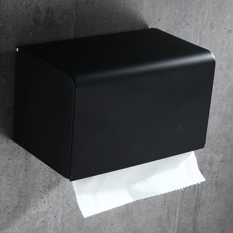 Tuqiu Black Paper Holder Aluminum Bathroom Paper Roll Holder Brief Tissue Holder Box Rack Toilet Paper Holder Tissue Boxes