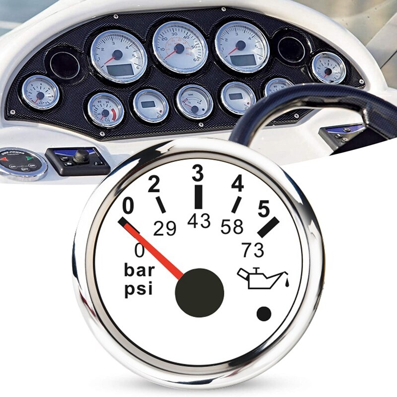 52mm Pointer Oil Pressure Gauge Oil Pressure Indicator Meter Waterproof Boat Car Gauges with Alarm