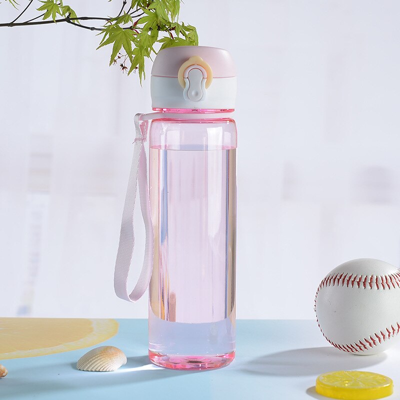500ML Water Bottles Shaker Leakproof Portable Tour Outdoor Sport Direct Drinking Bottle Plastic Eco-Friendly Drinkware Bottle: Pink 500ml
