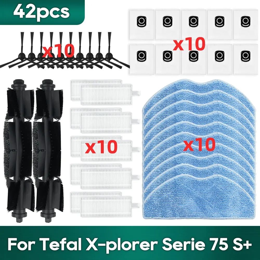 Fit For Tefal Rowenta X-plorer Serie 75S RR8577WH, 75S+ RG8597W / RR8587WH Accessories Brush Hepa Filter Mop Wipe Dust Bag: Lavender