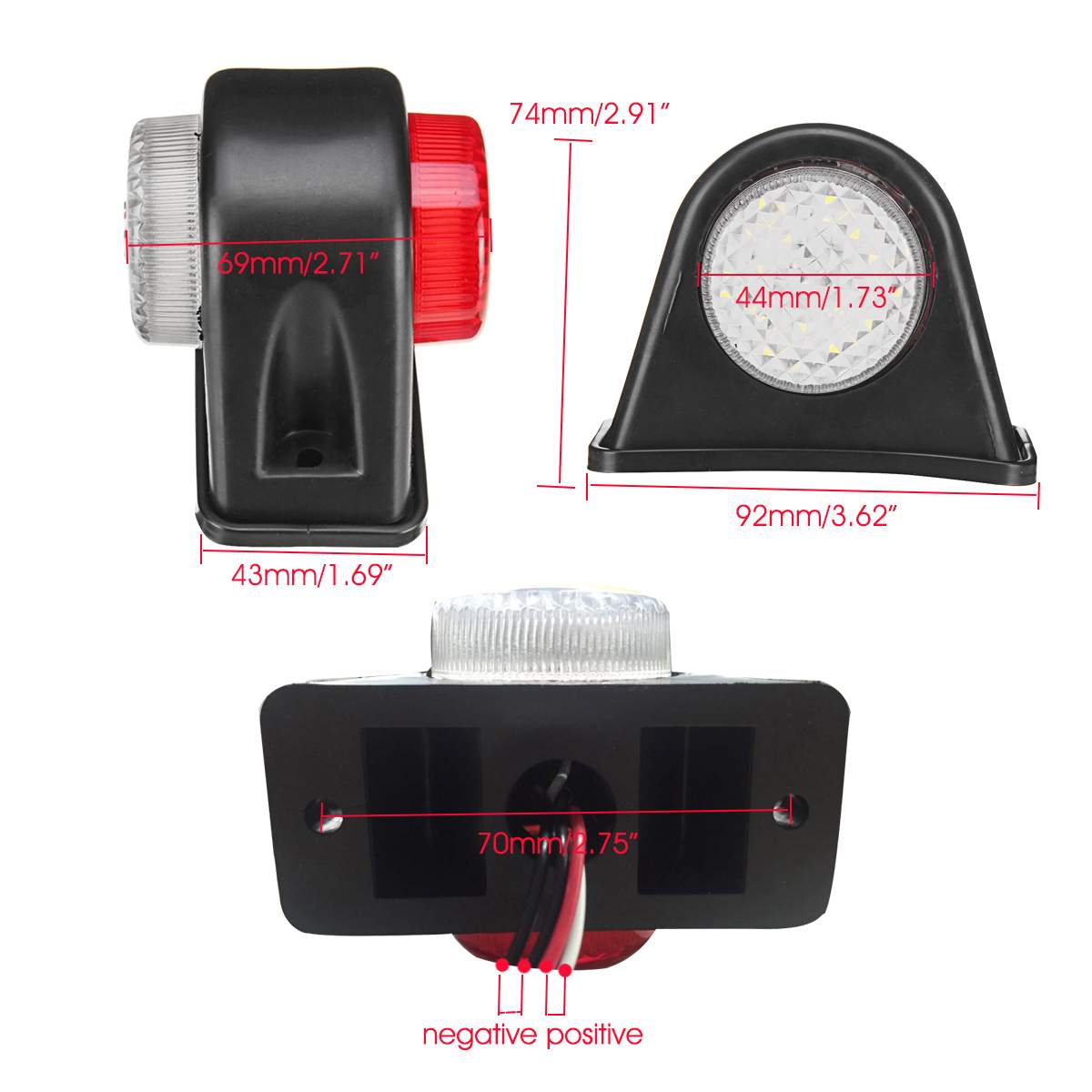 12V 24V Car Truck 12 LED Side Marker Light Double Side Indicator Lamps Signal for Trailer Lorry Van Caravan RV