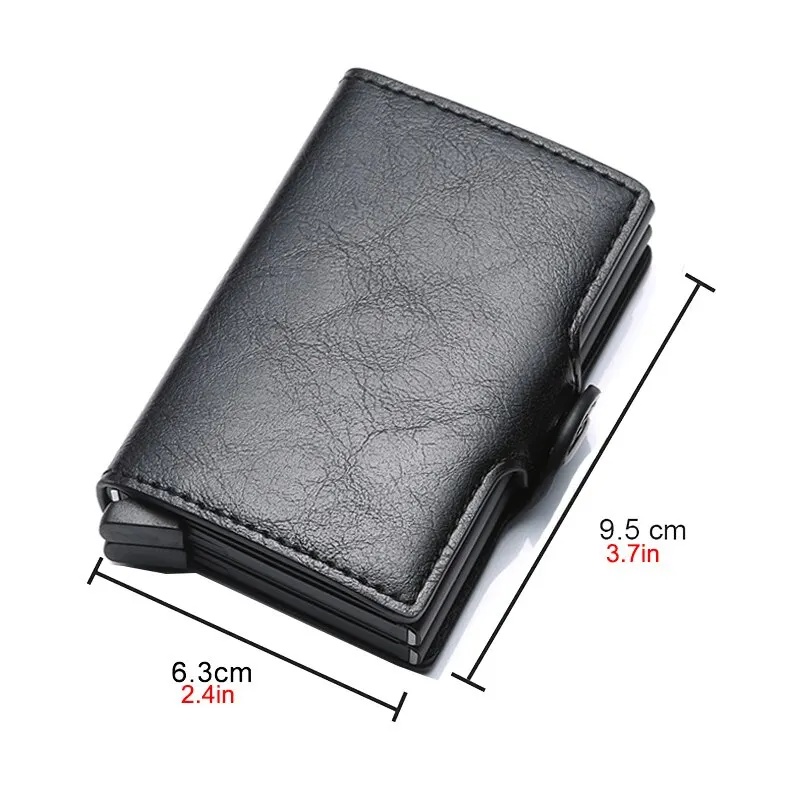 Anti-theft Rfid Wallets Men Metal Credit Card Holder PU Leather Wallet Aluminum Box Male Purse Bag Small Cardholder Case for Man